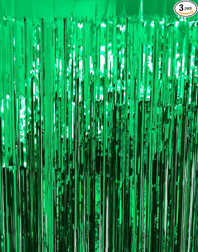 GOER 3.2 ft x 9.8 ft Metallic Tinsel Foil Fringe Curtains Party Photo Backdrop by GOER