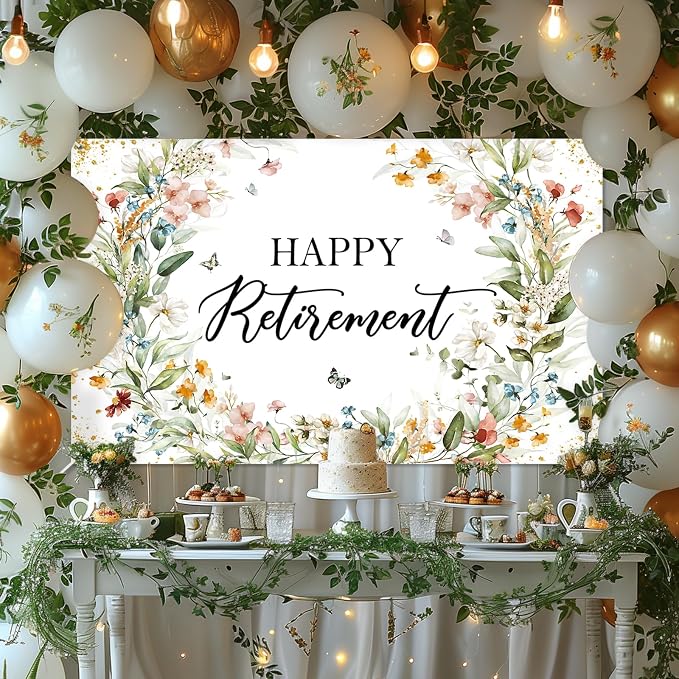 Avezano Happy Retirement Banner Wildflower Themed Happy Retirement Party - Image 2