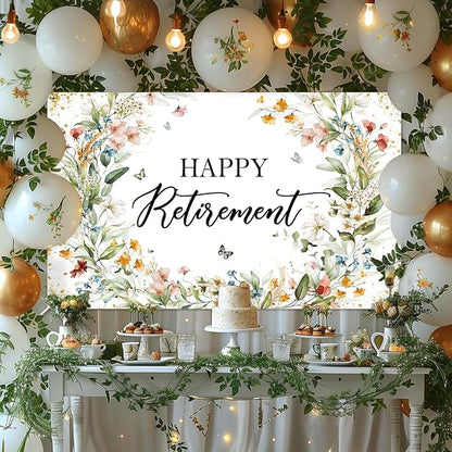 Avezano Happy Retirement Banner Wildflower Themed Happy Retirement Party - Image 2