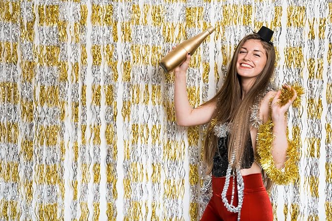 GOER Metallic Tinsel Foil Fringe Curtains Party Photo Backdrop Party Streamers - Image 7