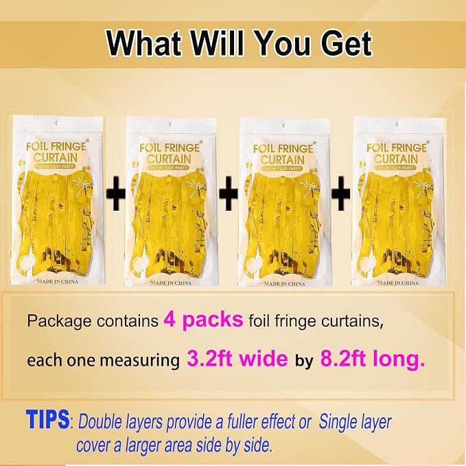 Gold Streamers Backdrop Curtains, Photo Booth Decor - Image 4