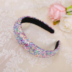 Sparkle Wide Headband for Women Girls Colorful Sequin Headbands Fashion Glitter Headband Comfortable High Elastic Head Band Hair Hoop Hair Accessories for Womens