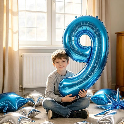 TONIFUL 9th Birthday Balloons Kit 40 Inch Blue Large Number 9 Foil Balloon | - Image 3