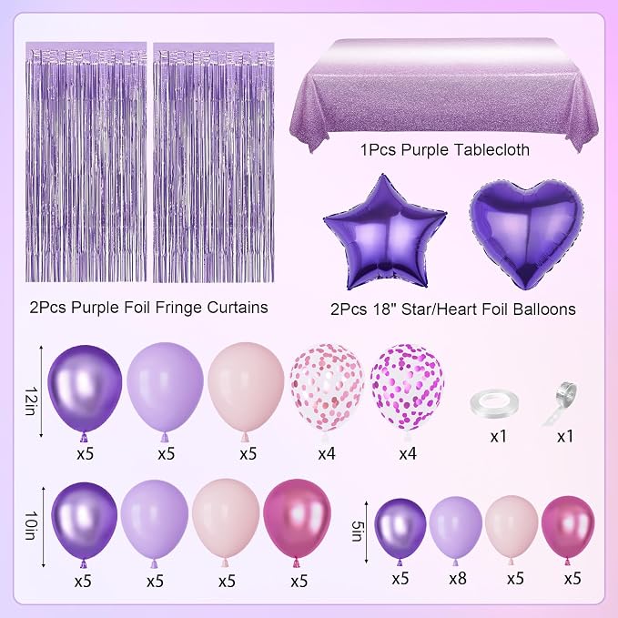 Amandir Purple Birthday Decorations - Image 2