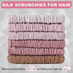 6Pcs Silk Hair Ties Small 22 Momme 100% Pure Mulberry Silk Scrunchies for Women Girls Thin Skinny Hair Sleep Scrunchies No Damage(Color 13)