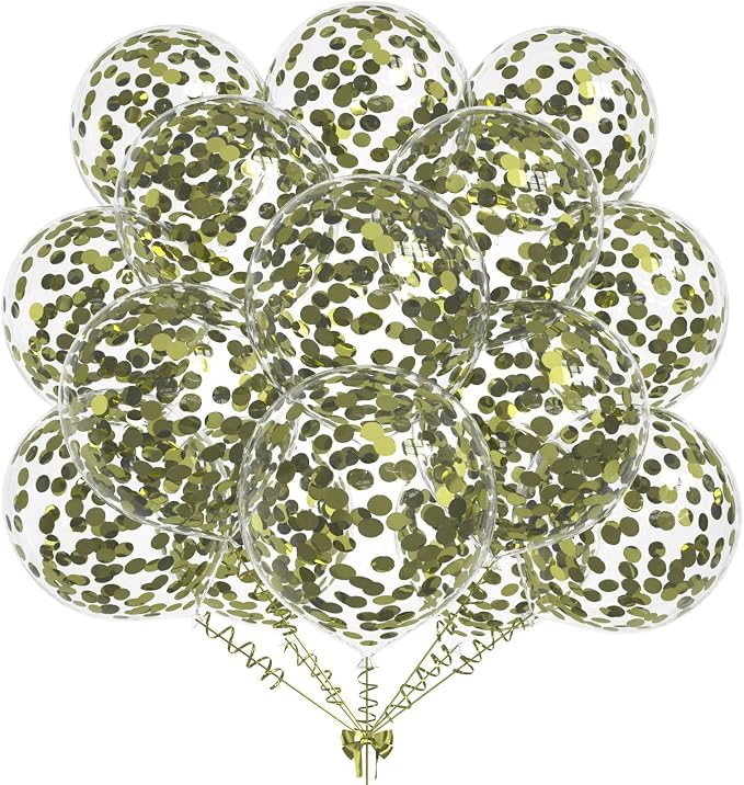 50pcs Avocado Green Foil Confetti Balloons, 12 inch Latex Balloon by KALOR