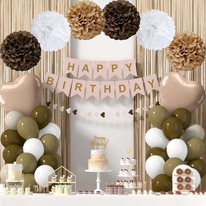 Brown Happy Birthday Party Decorations by HEDUPT