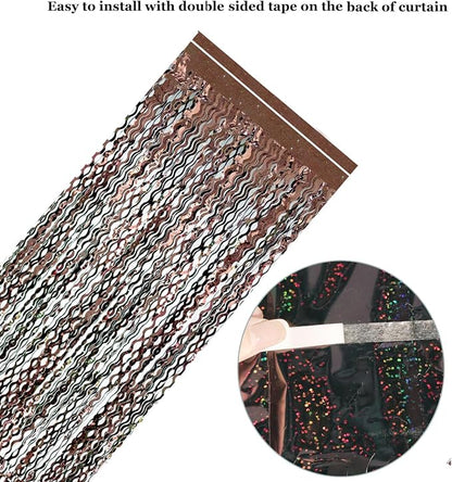 4Pcs Brown Metallic Wavy Tinsel Curtains - Image 6