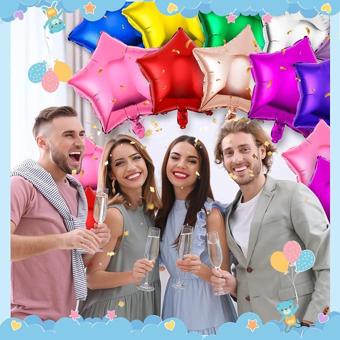 Raiten 100 Pcs 18 Inch Star Foil Balloons Large Helium Balloons Star Shaped - Image 7