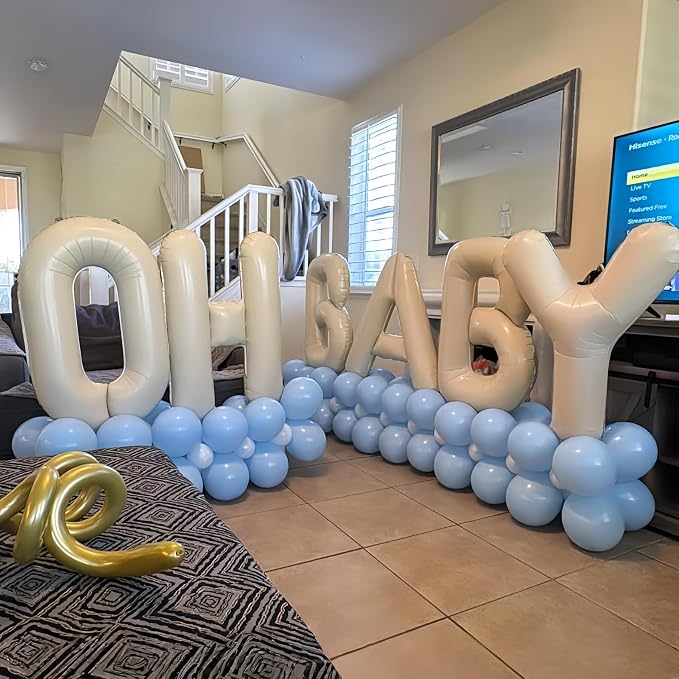 40 Inch Beige OH BABY Balloon for Baby Shower, Large Cream White Oh Baby - Image 4