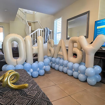 40 Inch Beige OH BABY Balloon for Baby Shower, Large Cream White Oh Baby - Image 4