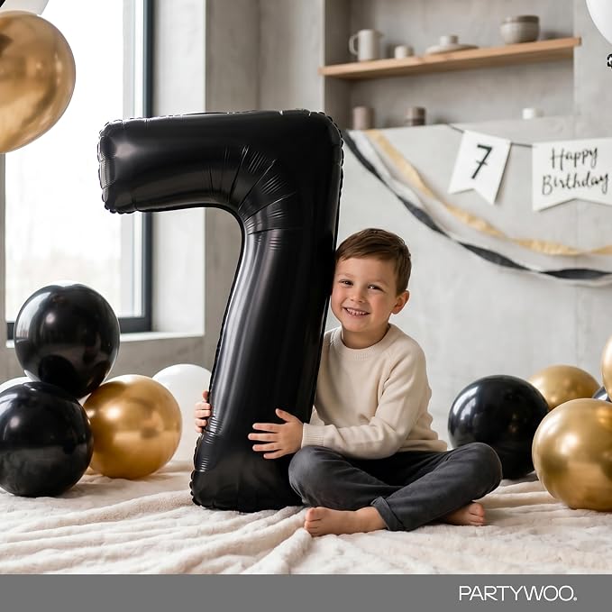 PartyWoo Number Balloons 40 Inch Black Number 7 Kit 25pcs - Image 3