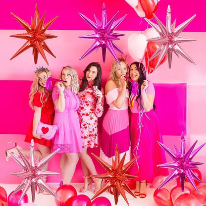 HILAVO 6PCS Star Balloons, 22Inch Huge Hot Pink Red Pink Star Balloon Foil - Image 5