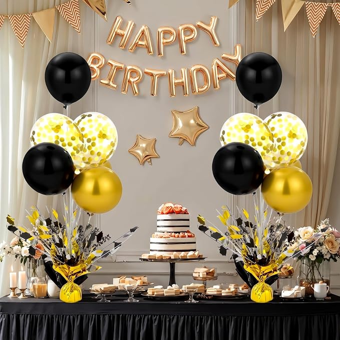 4 Set Black and Gold Balloon Stand Kit 2026 Table Centerpiece Metallic Foil - Image 4