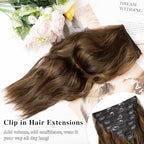 Clip in Hair Extensions for Women, 8PCS 16 Inch Wavy Dark Brown Mix Light Brown Curly Hair Extensions Clip Ins, Synthetic Airy and breathable Hairpieces for Women