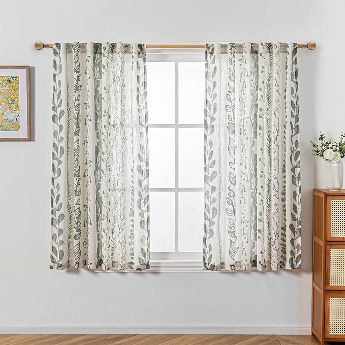 Sage Green Curtains 63 Inches Long Boho Curtains - Image 2