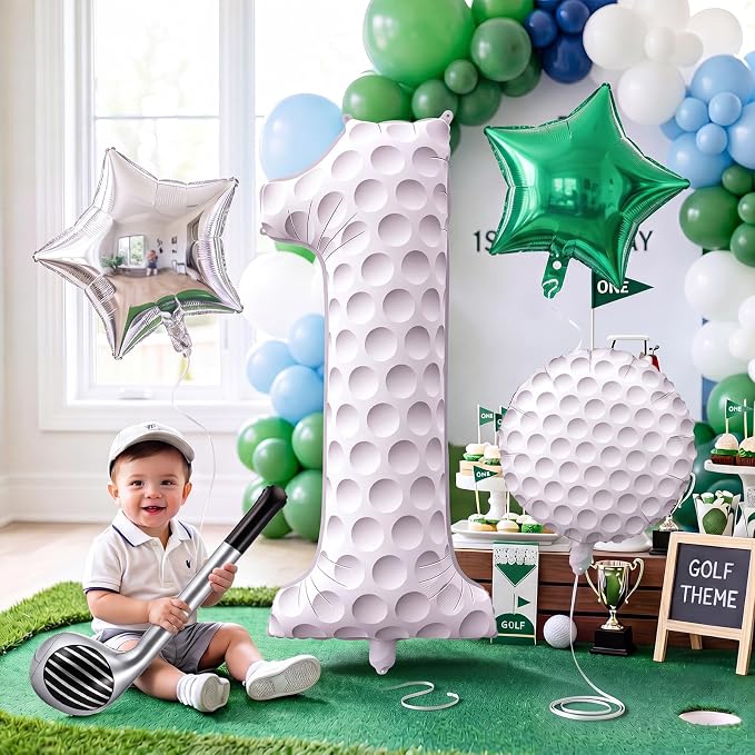 Jenaai Golf Number 1 Balloons Set Birthday Party Decorations, Inflatable Club - Image 4