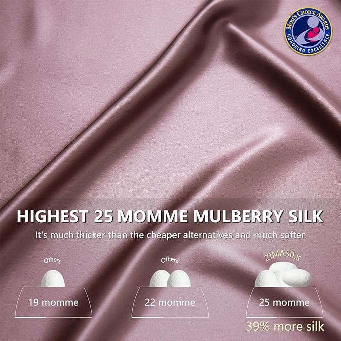 ZIMASILK 25 Momme 100% Pure Mulberry Silk Pillowcase for Hair and Skin Care, Highest Grade 6A Pillow Cases for Women, Long-Lasting Durablity, Gift for Women Men, 1Pc (Queen 20"x30", Grey Purple)