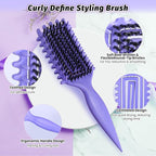Curly Hair Brush Defining, Vented Curl Defining Brush for Effortlessly Detangling Shaping and Styling Women's Men's Curls on All Wet or Dry Hair Types, Reduces Frizz (Purple)