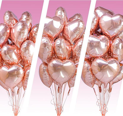 30 Pcs 18 Inch Rose Gold Heart Foil Mylar Helium Balloons - Image 5