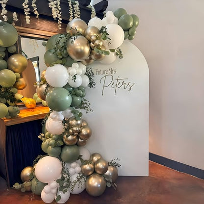 Dusty Sage Green and Gold Balloons, 12 Inch Retro Olive Green White Gold Latex - Image 8