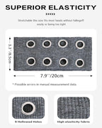 Grommet Headband for Women, Wide Grey 20cm Hollow Out Elastic Hair Band, Eyelets Punk Grunge Stylish Hairband