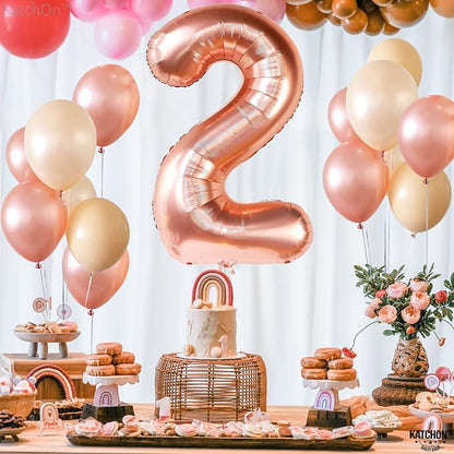 KatchOn Rose Gold Number 2 Balloon 40 Inch | Mylar Rose Gold 2 Balloon - Image 3