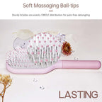 Hair Brush for Women, Detangler Brush Full Sized, Detangling Paddle Pain-free on All Hair Textures, Pink and Light Grey Cushion Base,1 Pack