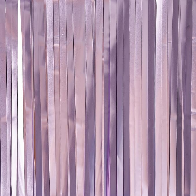 PartyWoo Light Purple Metallic Lavender Foil Tinsel Streamers 2pcs 8.2FT | - Image 2