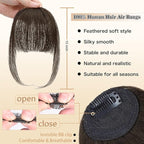 NAYOO Bangs Hair Clip- Darkest Brown Fake Bangs 100% Real Human Hair Extensions Wispy Bangs for Women Fringe with Temples Hairpieces Curved Bangs for Daily Wear (2# darkest brown, Wispy Bangs)