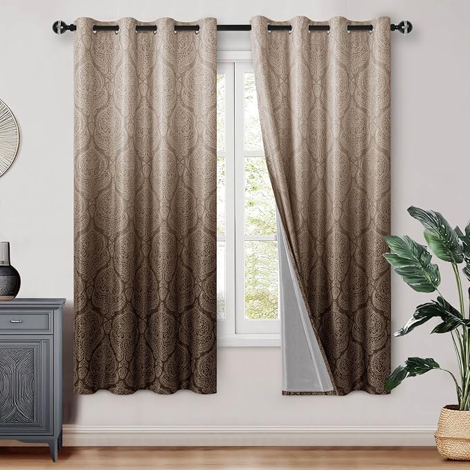 DWCN 100% Blackout Curtains for Bedroom 63 Inch Long by DWCN