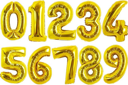 TONIFUL Number Balloon 16 Inch 10 Pcs Fat Gold 0-9 Birthday Number Balloons | by TONIFUL