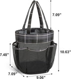 Mesh Shower Caddy Portable, Bathroom Caddy Organizer for College Dorm Essentials, Hanging Shower Tote Bag with 7 Pockets for Beach, Swimming, Gym camping Grey Black Checkered
