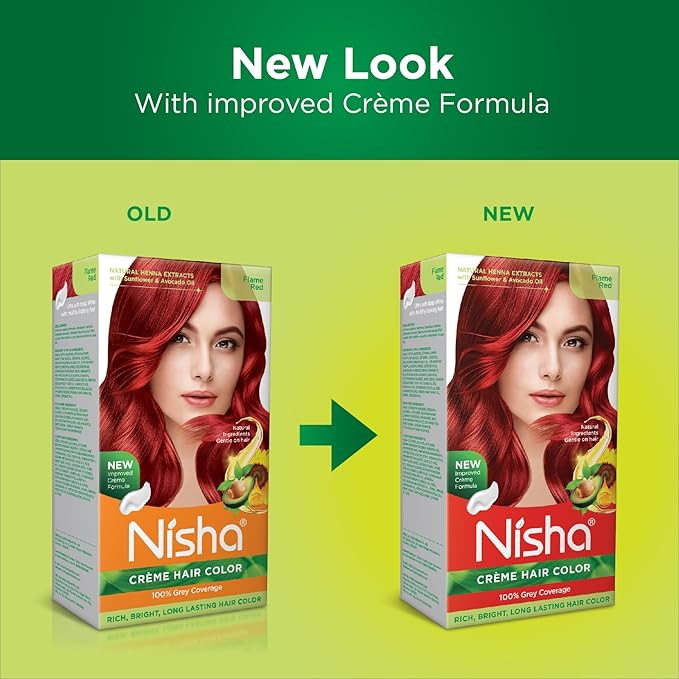 Nisha Creme Hair Color Flame Red (pack of 3)