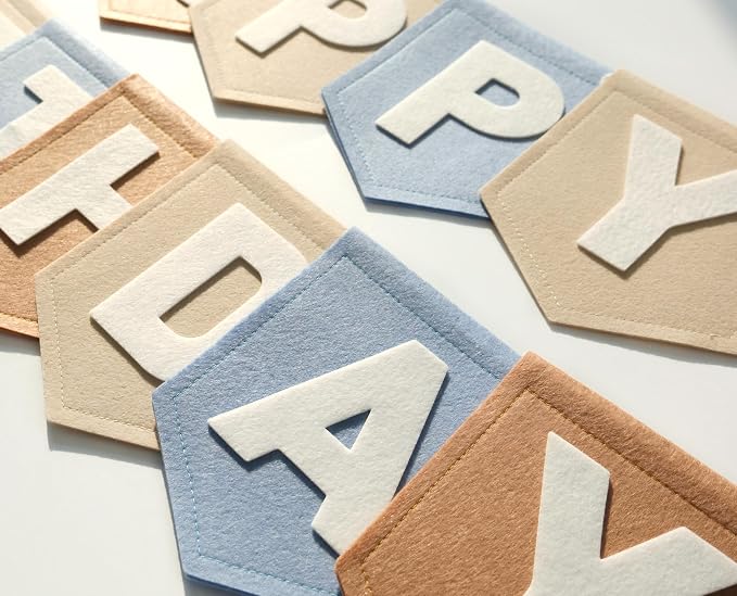 Felt Blue Khaki Happy Birthday Banner Birthday Decorations - Image 6