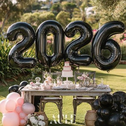 AULE 40 Inch Black Number Balloon 17 Foil 0-9 Birthday Big Numbers | Birthday - Image 5