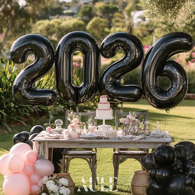 AULE 40 Inch Black Number Balloon 26 Foil 0-9 Birthday Big Numbers | Birthday - Image 5