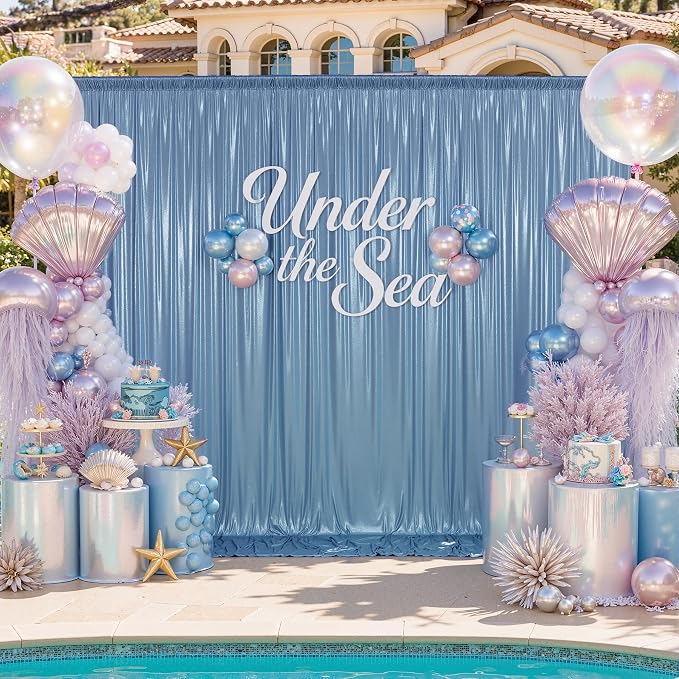 gogoparti 10x10FT Baby Bule Sequin Backdrop Curtain - Image 7