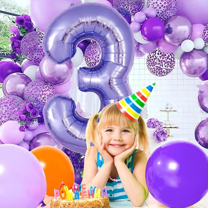 Purple Number 3 Balloon 40 Inch, Big Large Foil Helium Number Balloons - Image 4