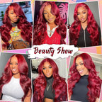 30 Inch 99J Burgundy Lace Front Wigs Human Hair Red Wigs 13x4 Lace Frontal Lace Front Wigs Human Hair HD Red Colored Wig For Women