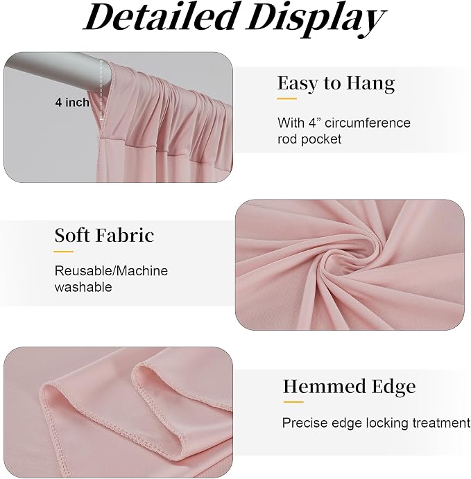 10ft x 15ft Dusty Pink Backdrop Curtains - Image 4