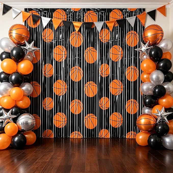 2 Packs Basketball Foil Fringe Curtain, Baby Shower, Game Day, Team Celebrations - Image 7