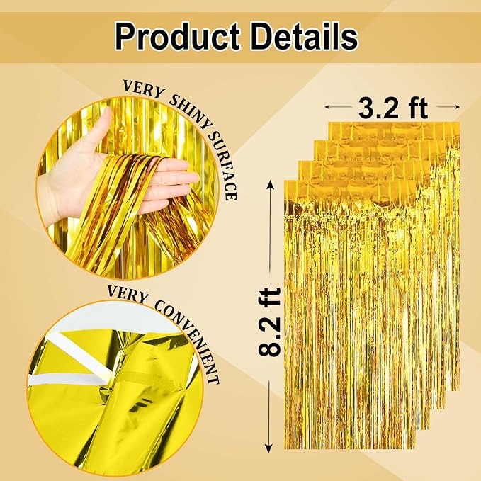 Gold Streamers Backdrop Curtains, Photo Booth Decor - Image 5