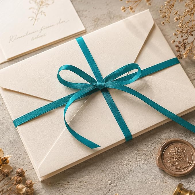 3/8In 30Yards Thin Teal Ribbon for Flower Bouquet Graduate Christmas Crafts | - Image 8