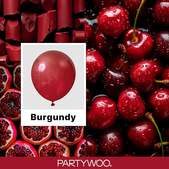 PartyWoo Burgundy Balloons 152pcs Dark Chestnut Red Maroon Color | 18 12 10 5 - Image 2