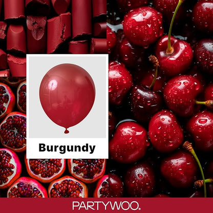 PartyWoo Burgundy Balloons 130pcs Dark Chestnut Red Maroon Color | 18 12 10 5 - Image 2