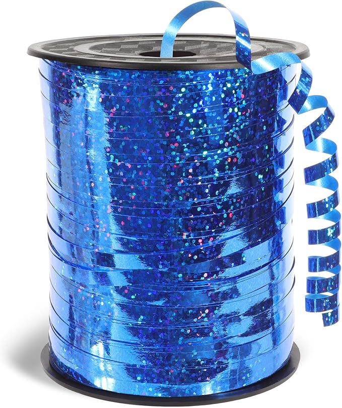 500 Yards Laser Blue Curling Ribbon, 1/5 Inch Wide Shining Metallic Ribbons by Unknown