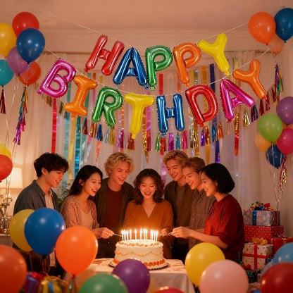 16" Happy Birthday Foil Letter Balloons Banner Set | Alphabet Balloons - Image 7
