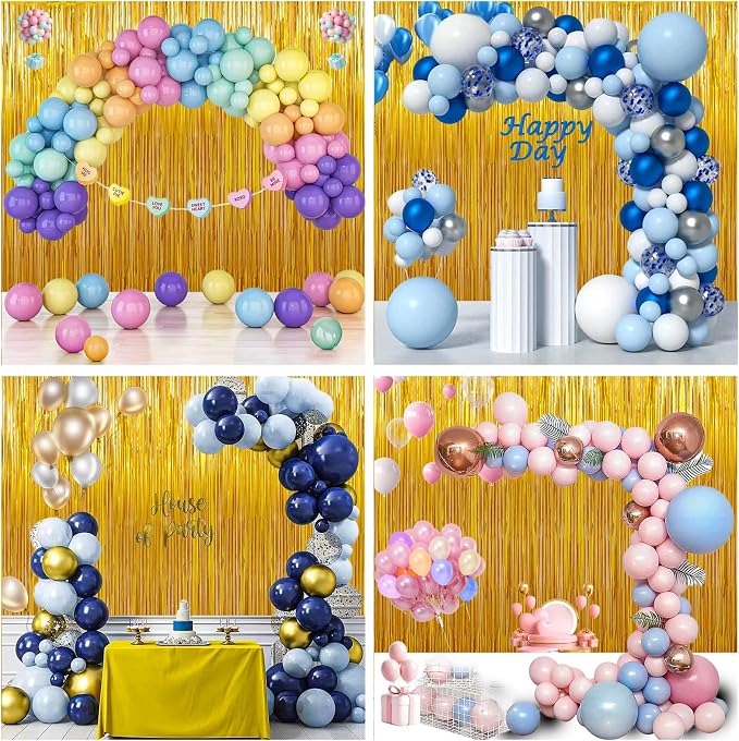 Birthday Party Decorations: 3 Pack 3.3 x 9.9 ft Gold Foil Fringe Curtains Party - Image 7