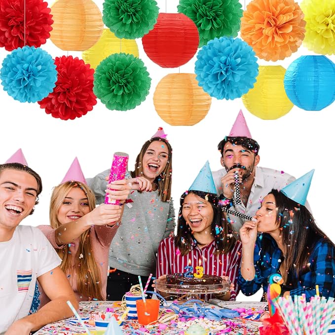 Rainbow Colorful Party-Decorations Paper-Flowers - Image 3